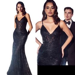 New With Tags Black Glitter & Sequin Long Formal Dress & Prom Dress $215