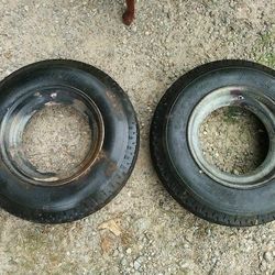 Two used mobile home tire 8-14.5 with rim $120 for a pair