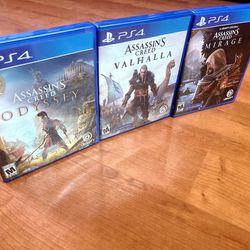 ~ASSASSIN'S CREED FRANCHISE PS4 IN EXCELLENT PLAYING CONDITION ALL 3 FOR $40~