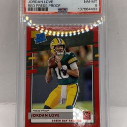 2020 Panini Donruss #304 Jordan Love Red Press Proof PSA 8