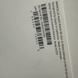 Apple Watch SE ( GEN 2) 40mm Midnight S/M 