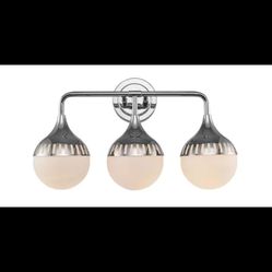 Monteaux Lighting 3-Light Chrome Bathroom Vanity Light with Opal Glass Shades