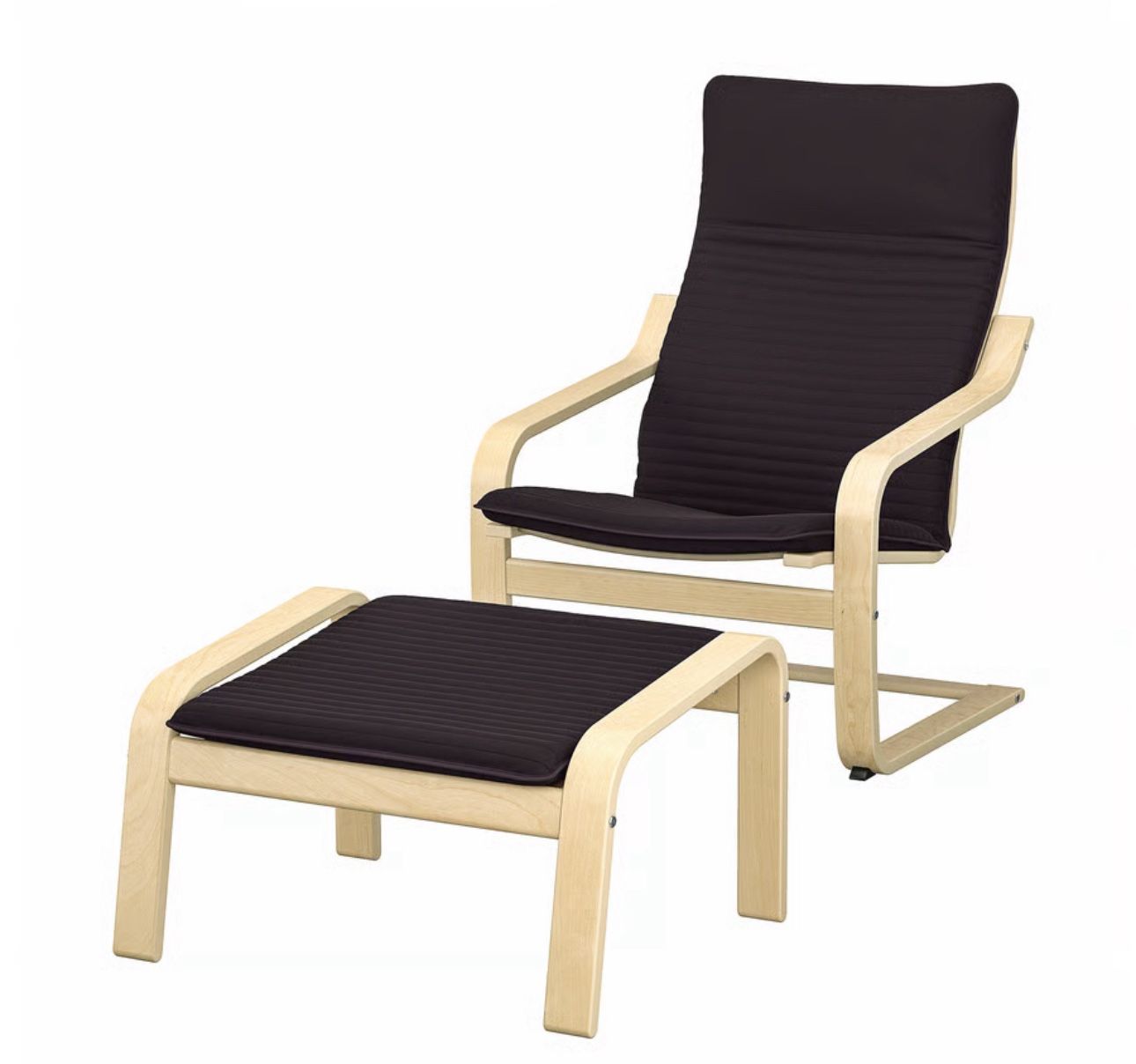 IKEA Poang Lounge Chair And Ottoman Black Leather