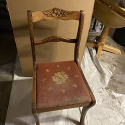 Antique Chair With Embroidered Seat 
