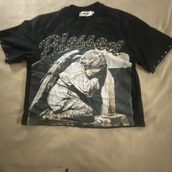 MND GMZ Blessed rhinestone shirt