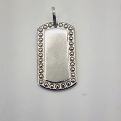 14k white gold dogtag pendant