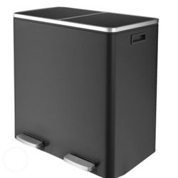 Kitchen Step Trash Can 60l Stainless Steel Recycle Bin Dual Garbage Can With Lid