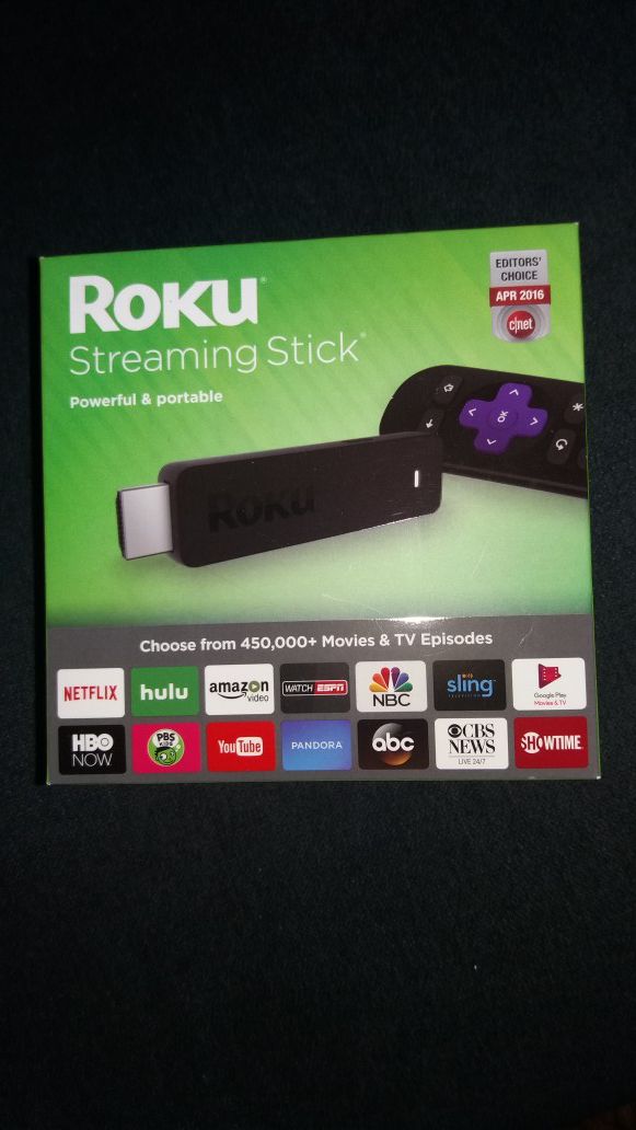 ROKU streaming stick and remote.