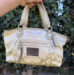 Large Coach poppy signature lurex rocket satchel 2010