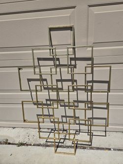 Modern Contemporary Style Large Brass Look Metal Wall Hanging