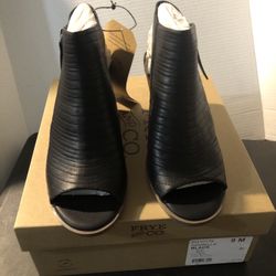 Frye And Co. Gianella Peep Toe Heeled Sandals Womens 9 M Black Slingback Zip