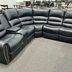 Black Sectional Recliner Sofa 