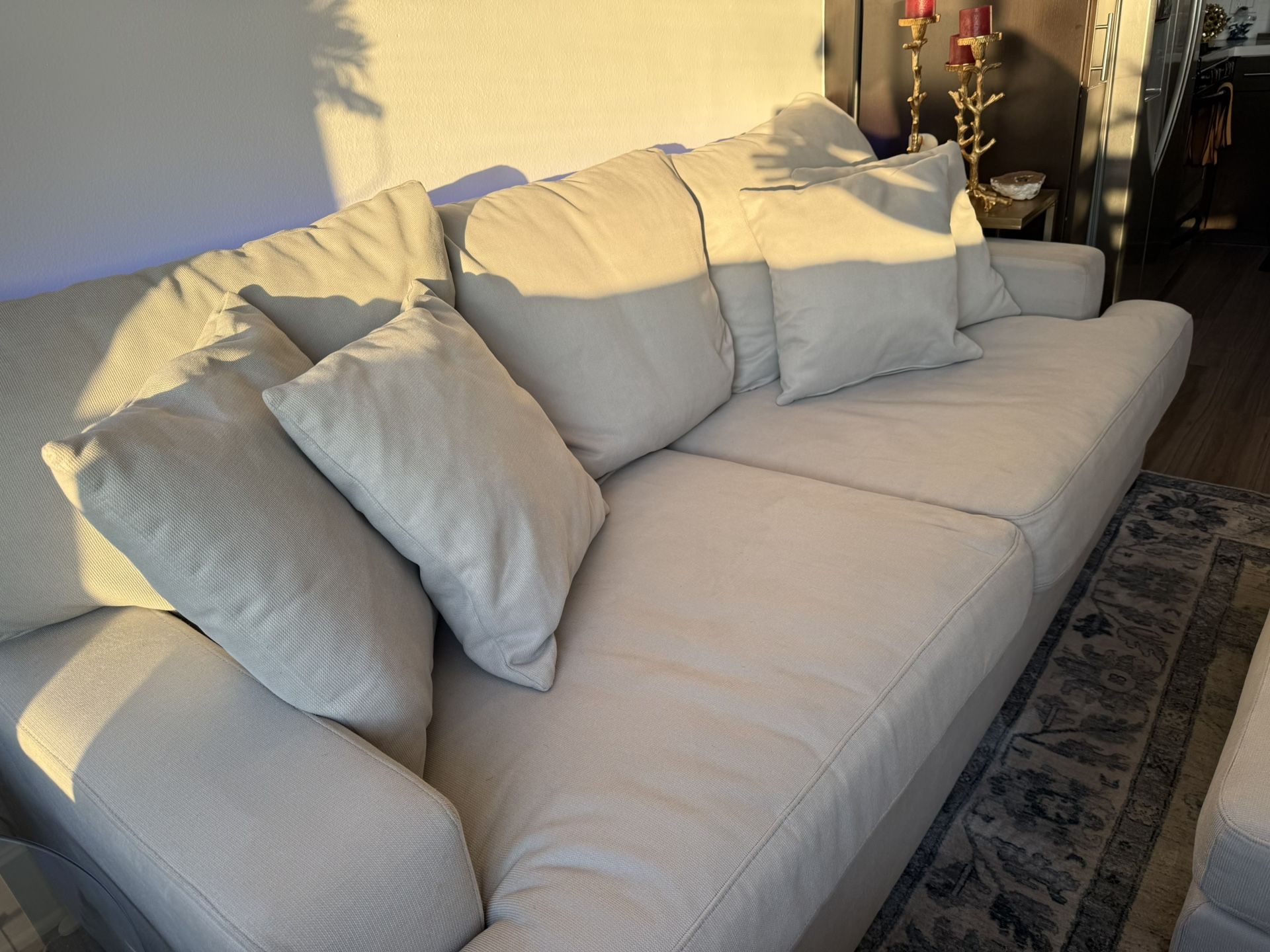 Modern Light Grey Sectional Sofa with Ottoman