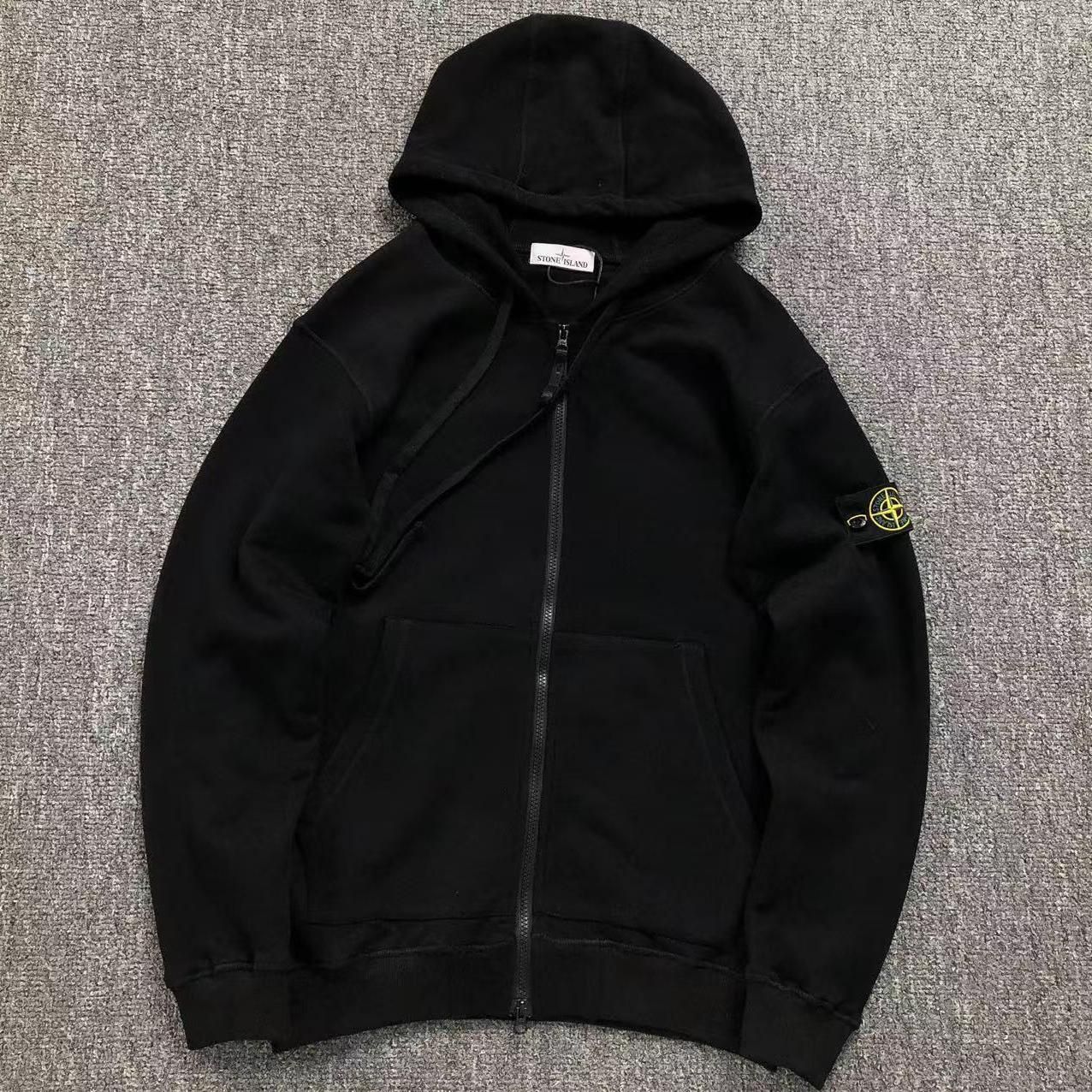 Stone Island Black Zip Up Hoodie