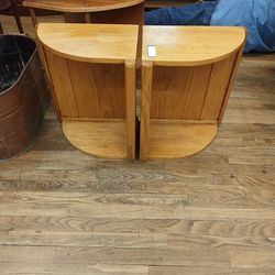 Pair of Quarter round tables wood
