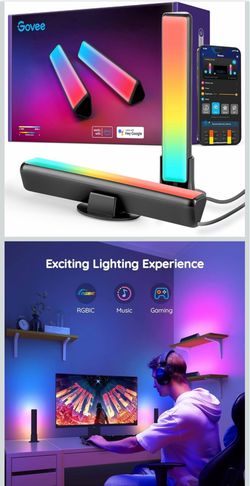 Govee Smart LED Light Bars, Work with Alexa and Google Assistant, RGBICWW WiFi TV Backlights with Scene and Music Modes for Gaming, PC, Living Room De