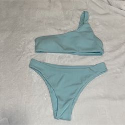 Rib One Shoulder Bikini Swimsuit