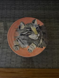 Anthropologie-Stella Carole Atkins Tabby Cat Plate- Set Of 4