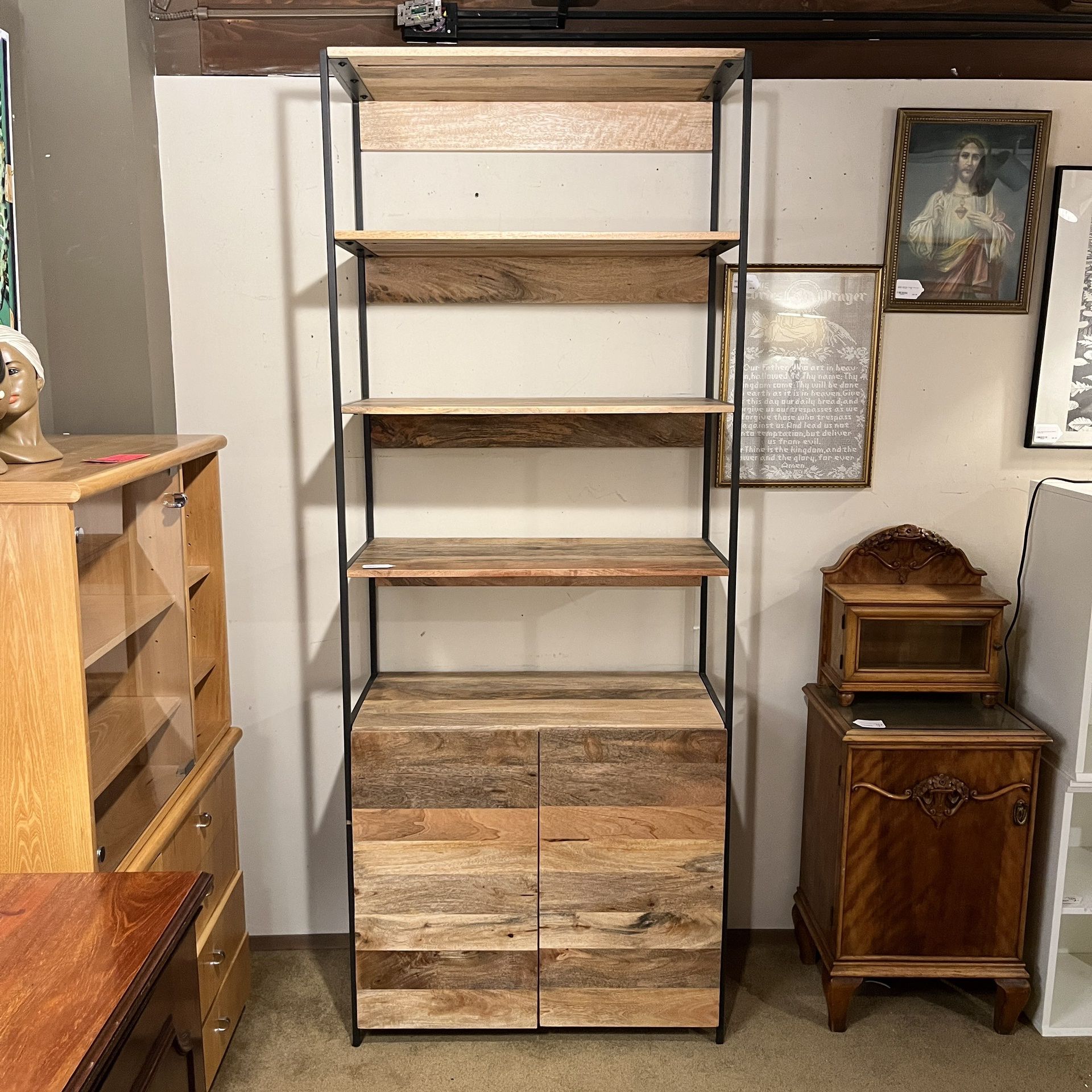West Elm Industrial Wood Bookcase with Storage
