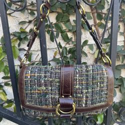 Green Tweed Coach Purse 