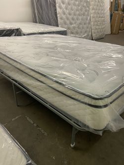New Queen euro top mattress and platform bed frame