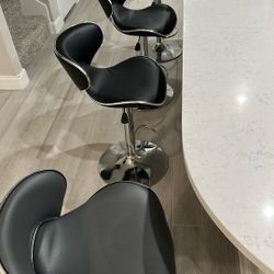 4 Leather Chair Stools , 3 Black & 1 Gray