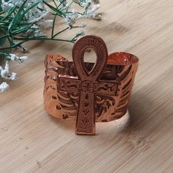 1PC Ankh Copper Cuff Bracelet 
