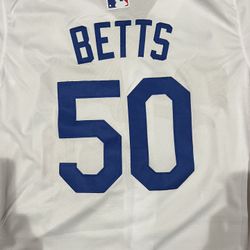 White Dodgers Mookie Betts World Series Jersey