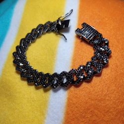Black Costume Jewelry Stoned Cuban Link Bracelet