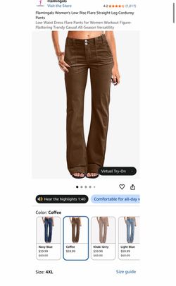 Women's Brown Wide-Leg Cargo Pants 4XL