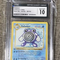 Poliwhirl Base Set 1st Edition Shadowless CGC Gem Mint 