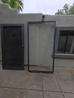 Front security screen door