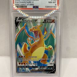 Pokemon TCG SWSH 2022 Brilliant Stars #153/172 FA/CHARIZARD V ULTRA RARE PSA 8