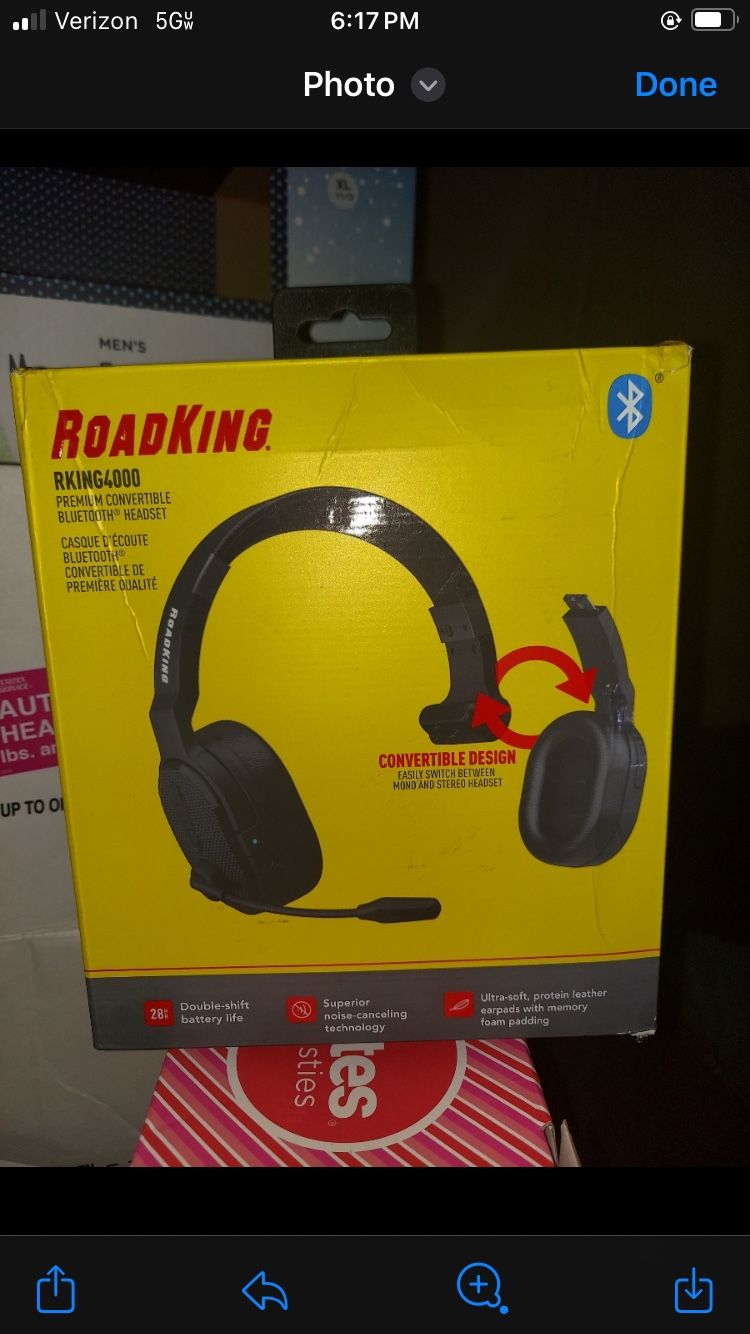 Roadking RKING4000 Premium Mono/Stereo Convertible Bluetooth 5.0 Headset NEW