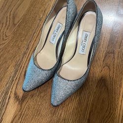 Jimmy Choo Gray Glitter Heels - Sz 38