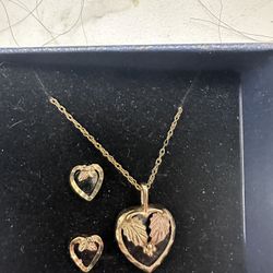 Black Hills Gold Onyx Jewelry Set 