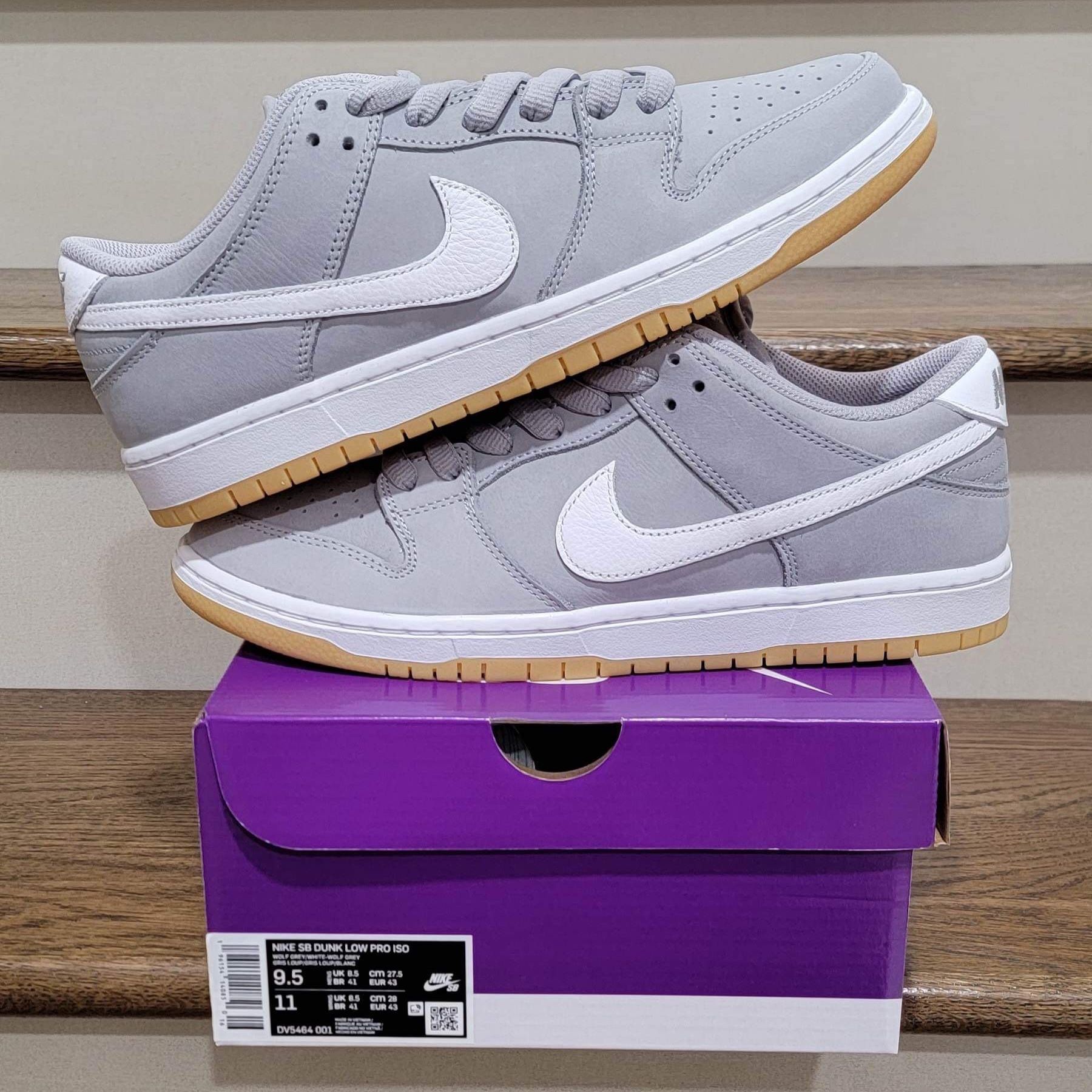 Nike SB Dunk Low Pro ISO Orange Label Wolf Grey Gum for Sale in 