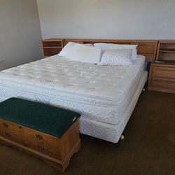 Oak, California king bedroom set with A adjustable mattress
