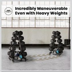 LIONSCOOL Dumbbell Rack Stand Only, A-Frame Rolling Weight Storage and Tray 5 Tier Steel Rack with Premium Solid Wheels, Portable Home Gym Fitness Sto