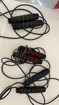 BRAND NEW 3x Fitness Jump Ropes Lot – Speed Ropes with Foam Handles (Green, Red, Blue)