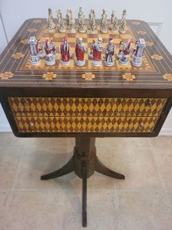 Collectible Italian Chess Table & authentic Italian Pieces-One of a kind