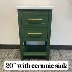 20" Solid Wood Bathroom Vanity Cabinet with Ceramic Sink