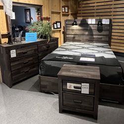 4PC Queen Bed Set Dark Gray