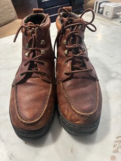 Justin Men Brown 10M Moc Toe Leather Lace Up Ankle Boots Workwear Casual Chukkas