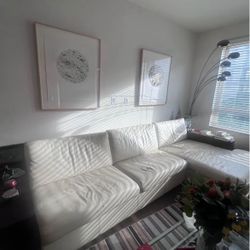 Macys Beige Leather Couch 