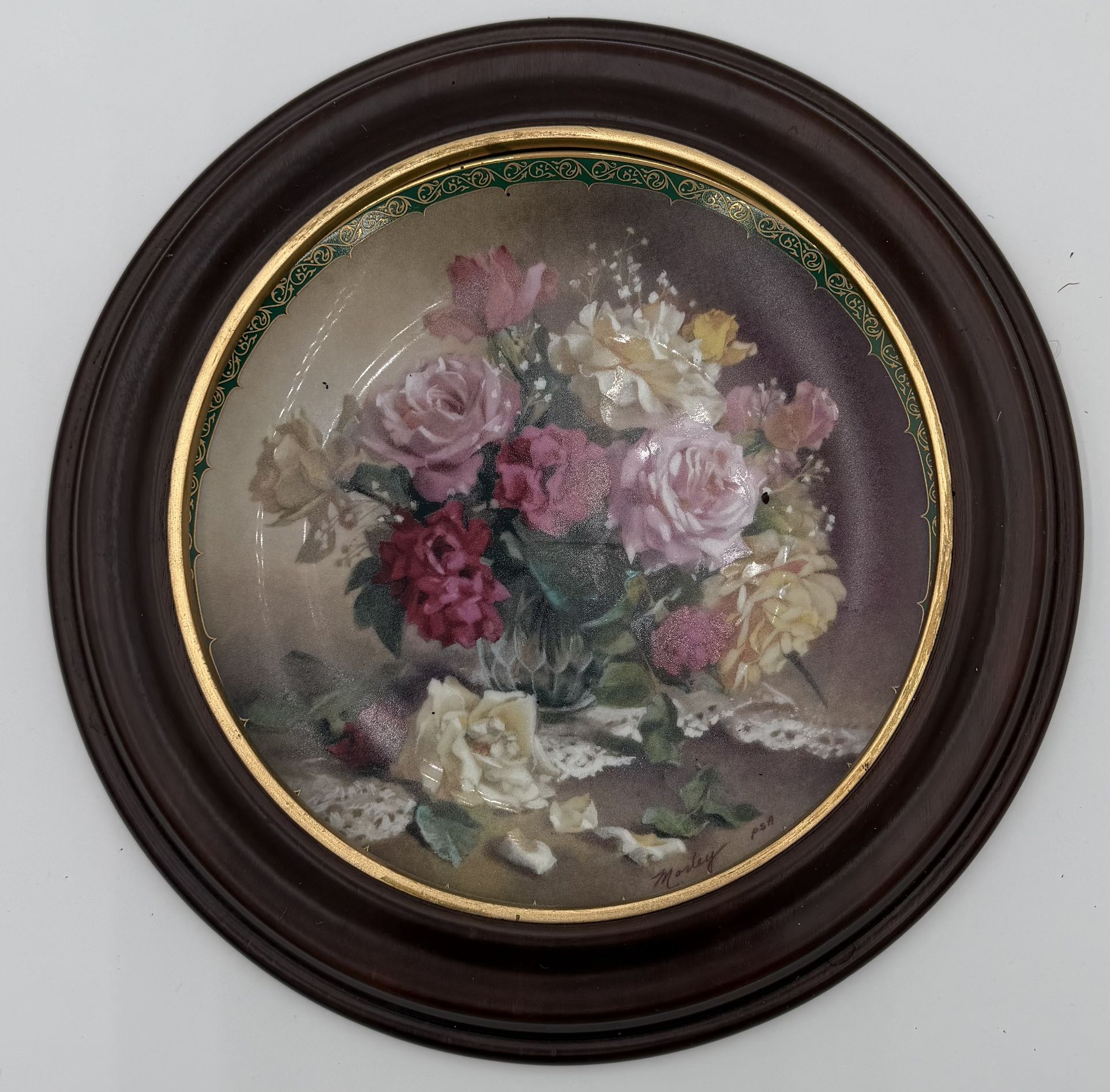 Limited Edition “Victorian Beauty” Collectible Plate – Monti Roses – Framed