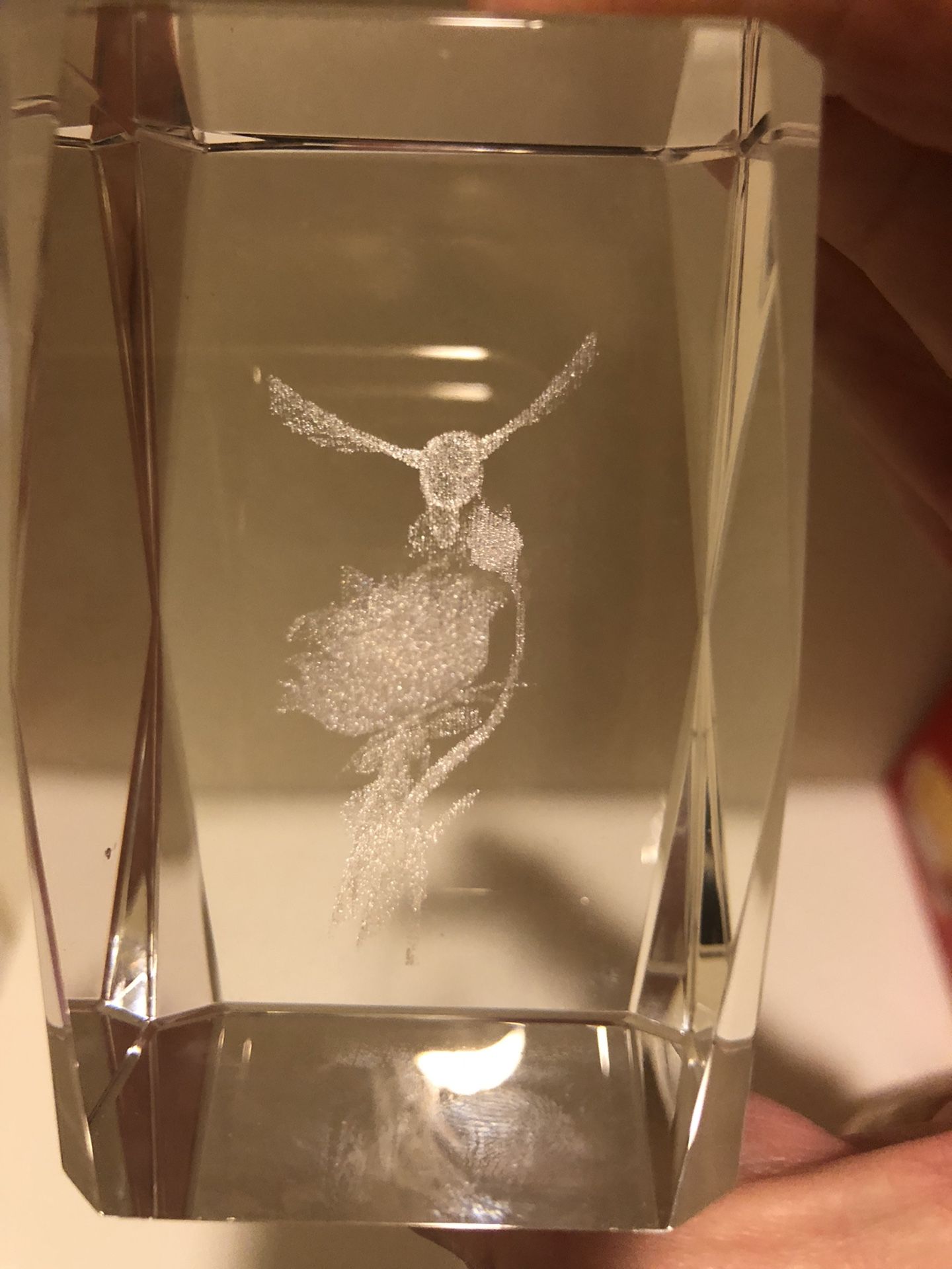 Crystal 3D Etched hummingbird Paper Weight