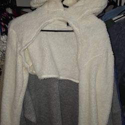 White Furry Crop Top Sweater Bear Ears