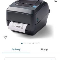 ZEBRA GX430t Monochrome Thermal Transfer Desktop Printer Print Width of 4 in USB Serial and Parallel Port Connectivity GX43-102510-000