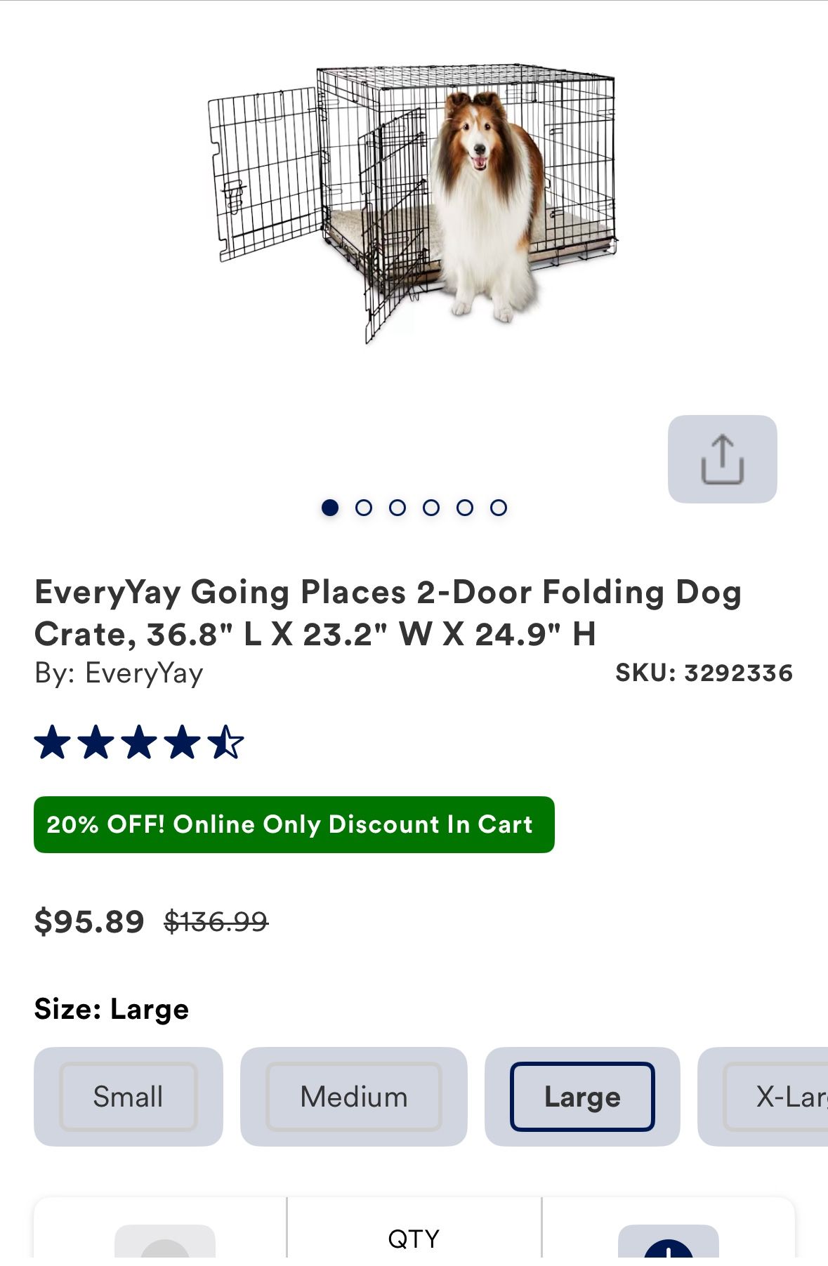 Large Foldable 2 Door Dog Kennel